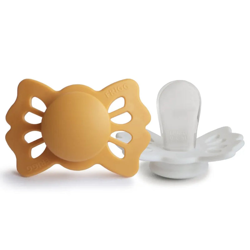 Suzete simetrice din silicon Lucky, set de 2 bucăți, honey gold/cream