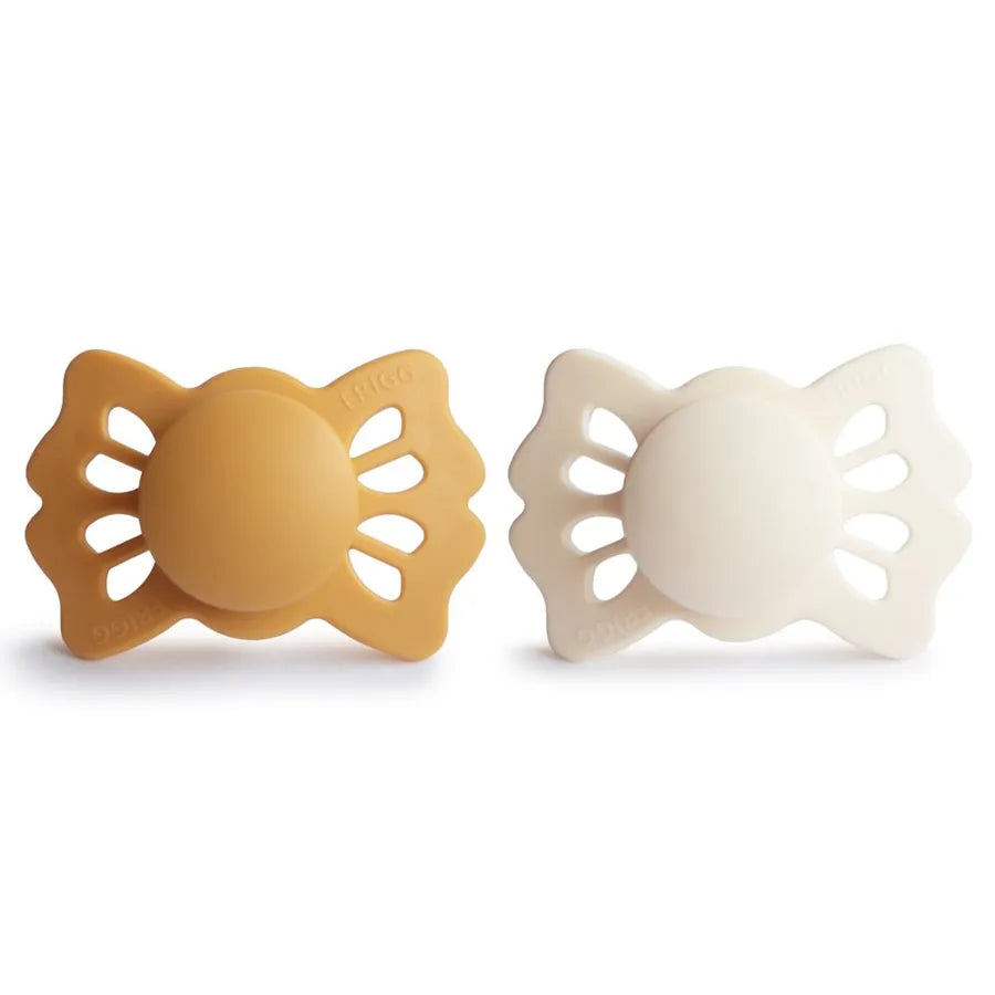 Suzete simetrice din silicon Lucky, set de 2 bucăți, honey gold/cream