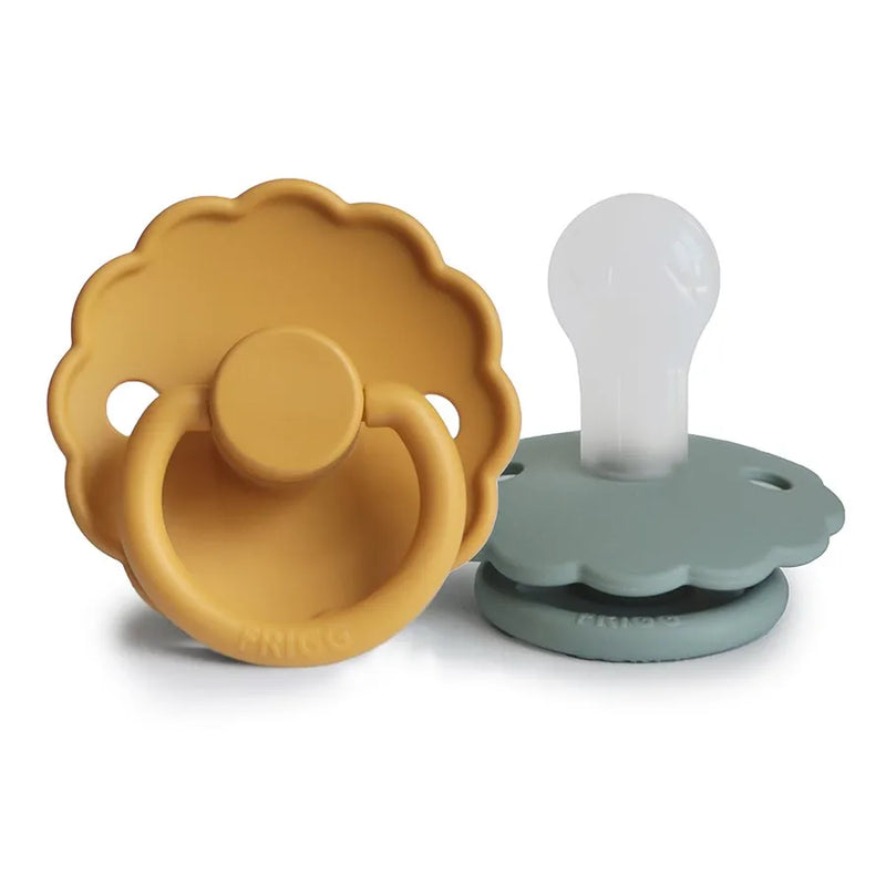 Suzete din silicon Daisy, set de 2 bucăți, honey gold/lily pad