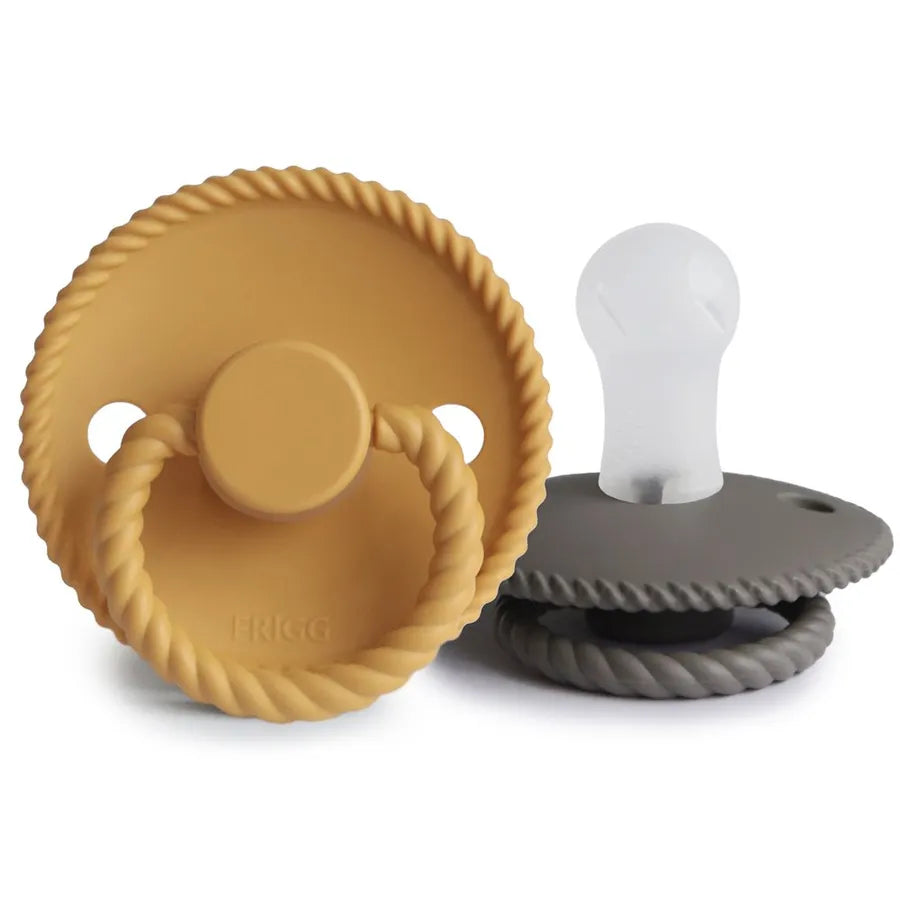 Suzete din silicon Rope, set de 2 bucăți, honey gold/portobello