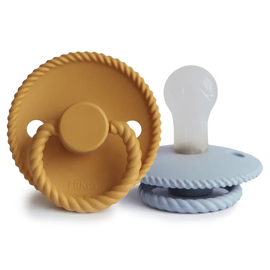 Suzete din silicon Rope, set de 2 bucăți, honey gold/powder blue