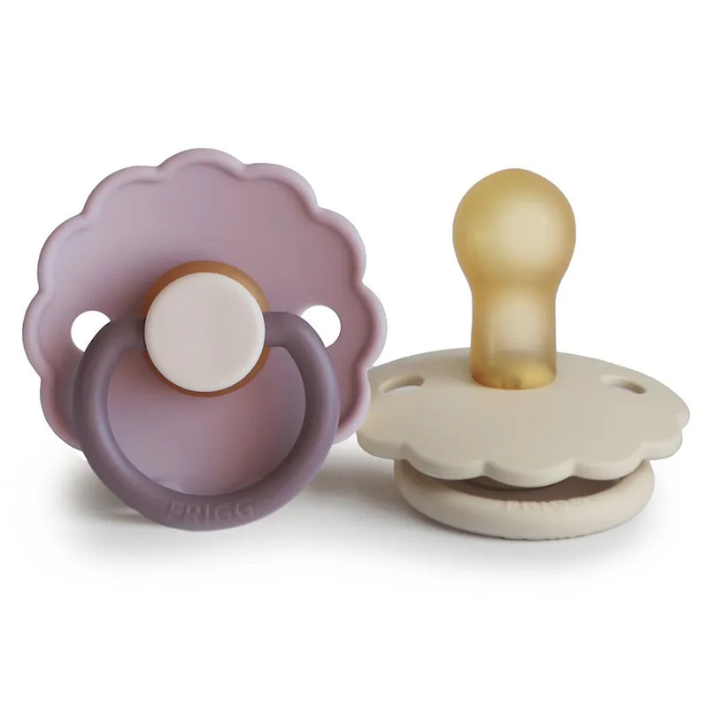 Suzete din cauciuc natural Daisy, set de 2 bucăți, lavender haze/cream