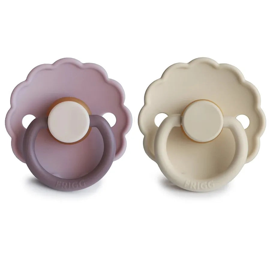 Suzete din cauciuc natural Daisy, set de 2 bucăți, lavender haze/cream