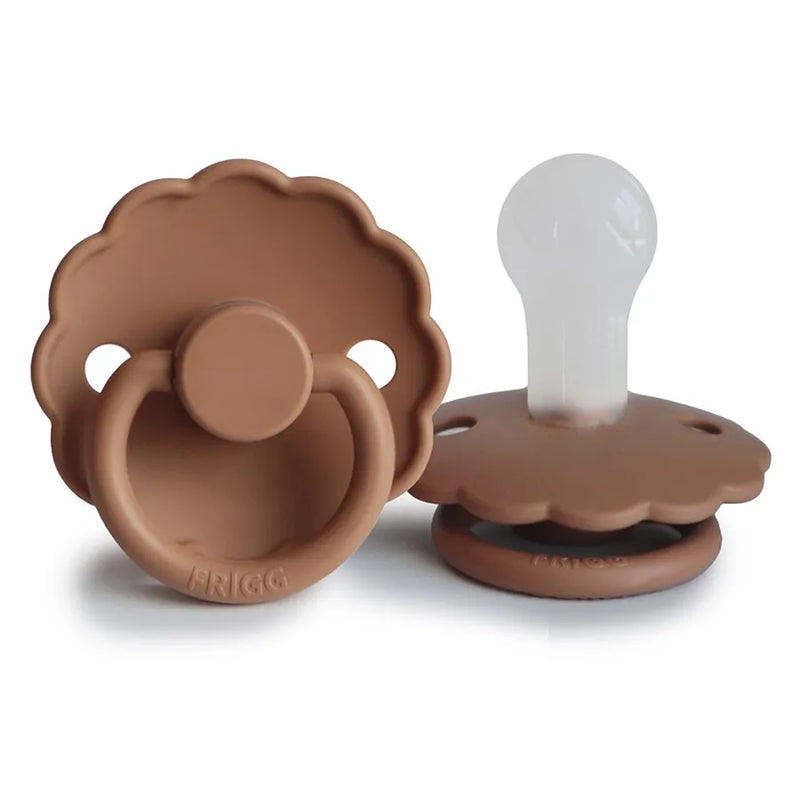 Suzetă din silicon Daisy, peach bronze