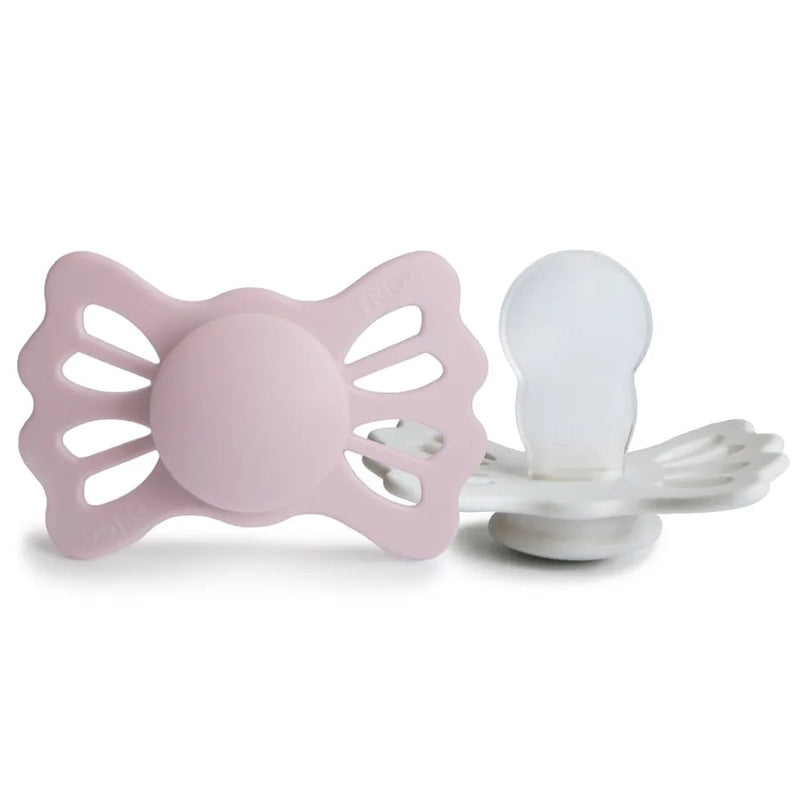 Suzete simetrice din silicon Lucky, set de 2 bucăți, primrose/silver gray