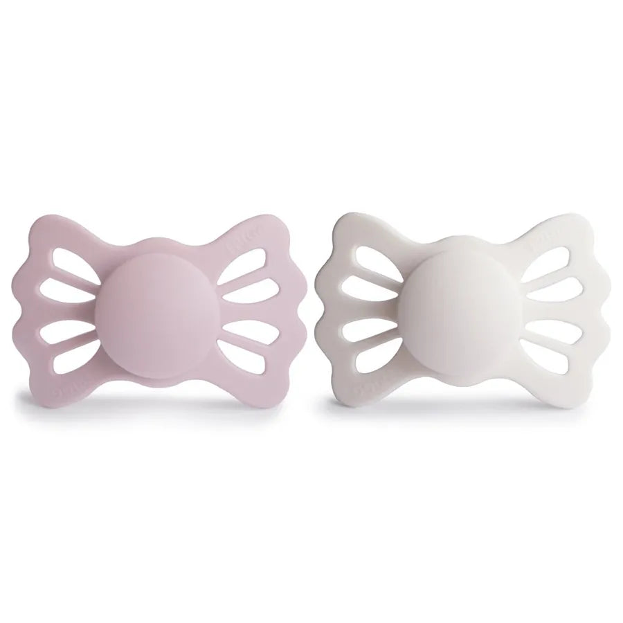 Suzete simetrice din silicon Lucky, set de 2 bucăți, primrose/silver gray