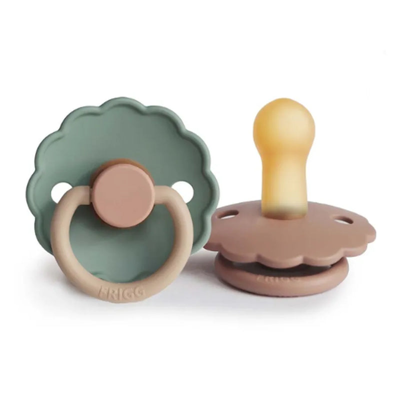 Suzete din cauciuc natural Daisy, set de 2 bucăți, rose gold/willow
