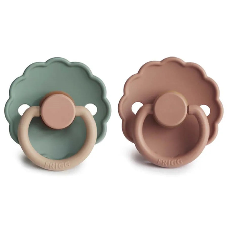 Suzete din cauciuc natural Daisy, set de 2 bucăți, rose gold/willow