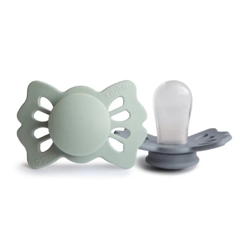 Suzete simetrice din silicon Lucky, set de 2 bucăți, sage/great gray