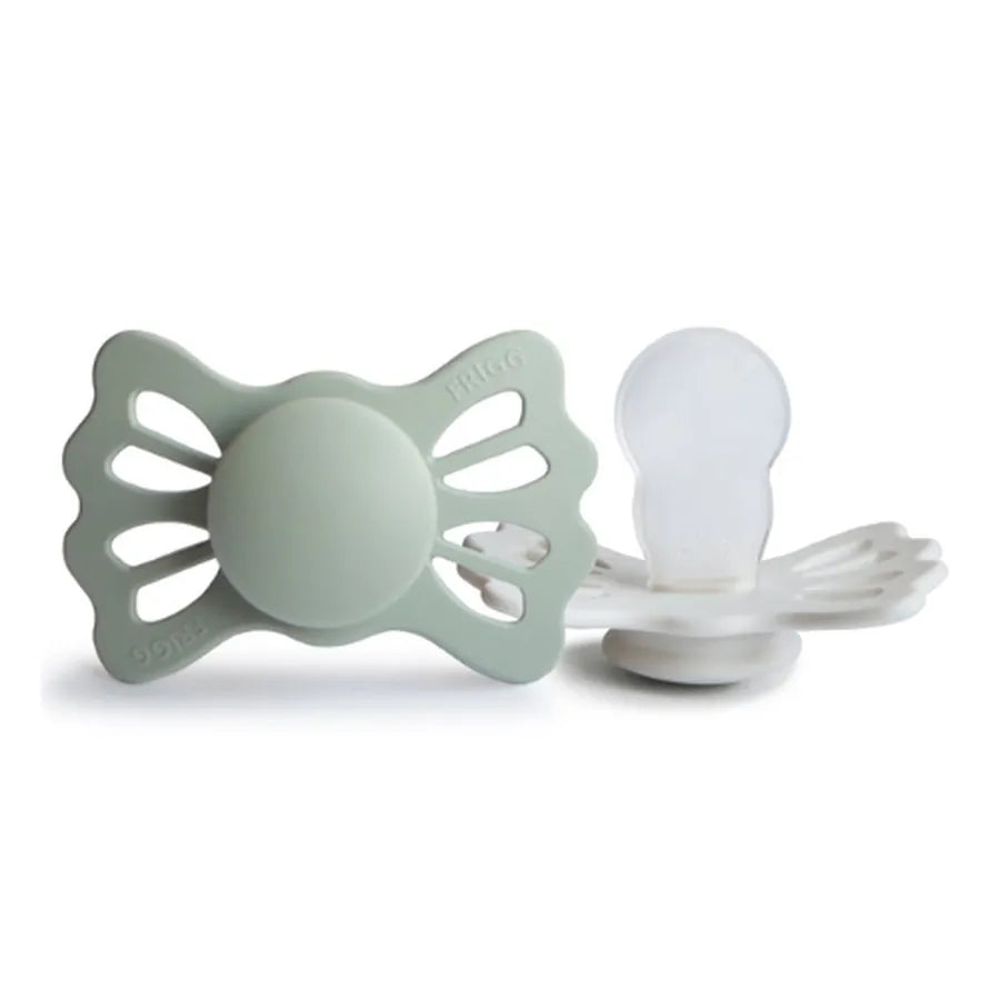 Suzete simetrice din silicon Lucky, set de 2 bucăți, sage/silver gray
