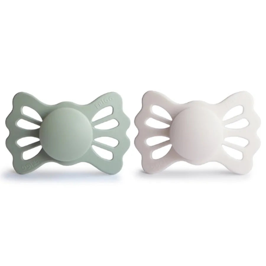 Suzete simetrice din silicon Lucky, set de 2 bucăți, sage/silver gray