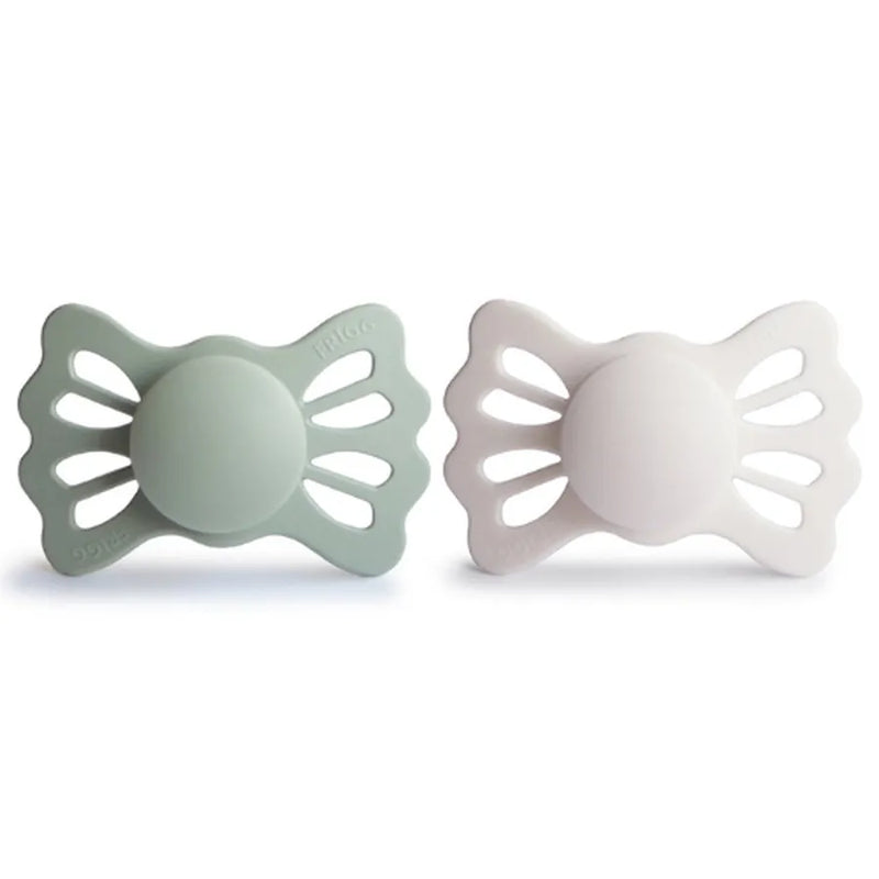 Suzete simetrice din silicon Lucky, set de 2 bucăți, sage/silver gray