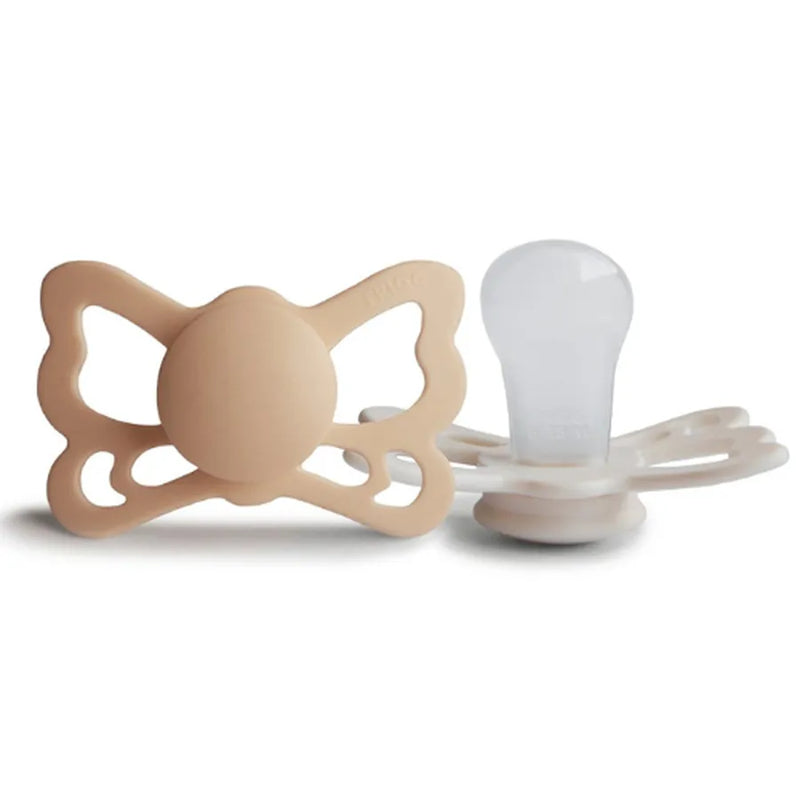 Suzete ortodontice din silicon, Butterfly, set de 2 bucăți, silky satin/cream