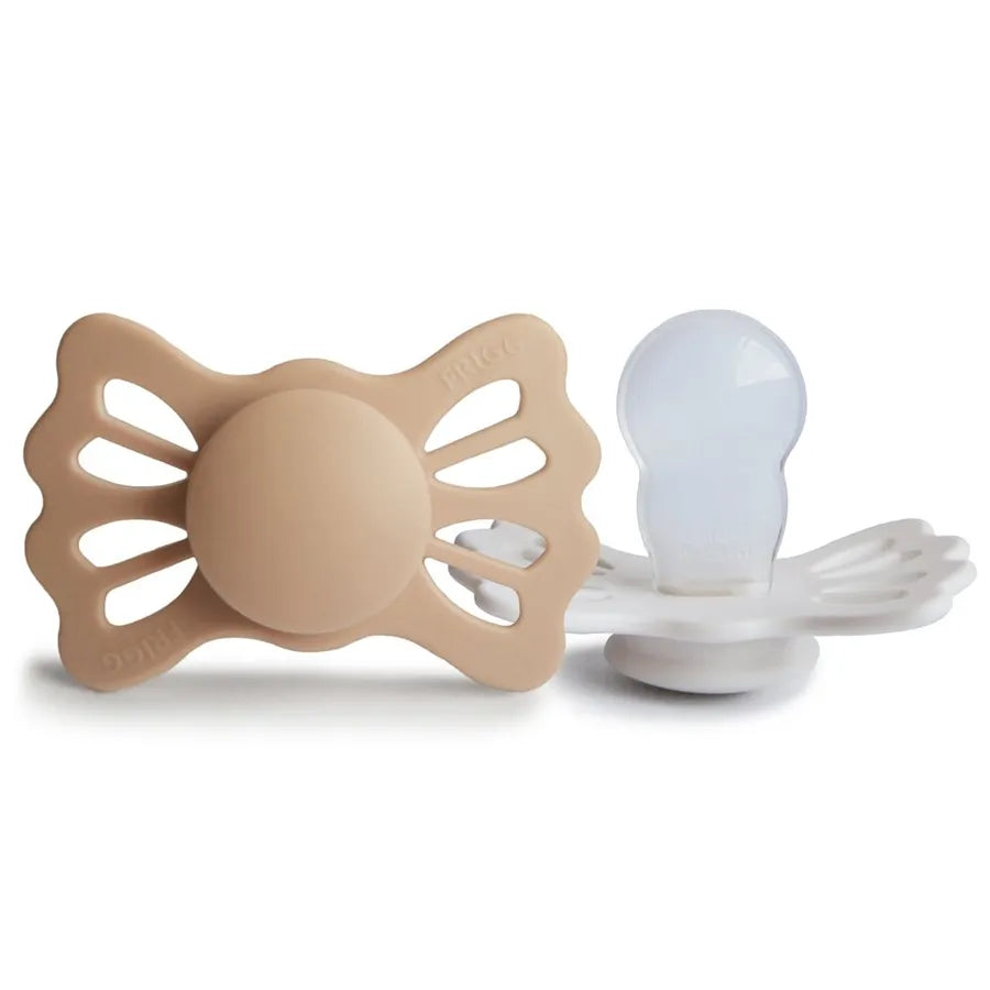 Suzete simetrice din silicon Lucky, set de 2 bucăți, silky satin/cream