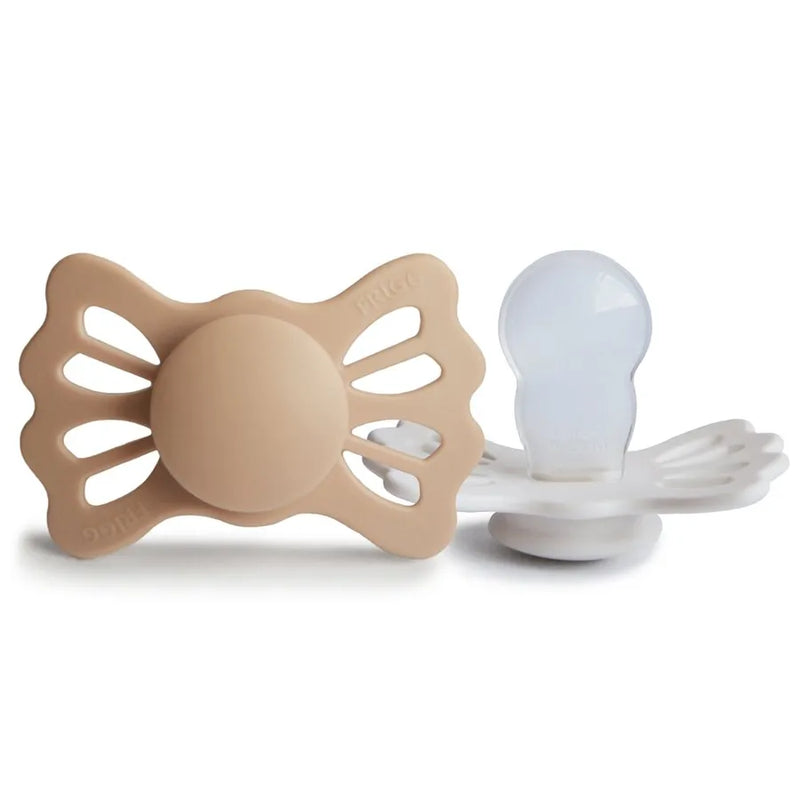 Suzete simetrice din silicon Lucky, set de 2 bucăți, silky satin/cream