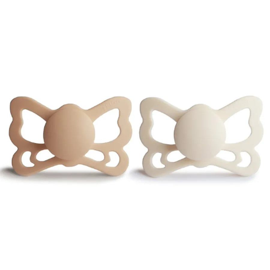 Suzete ortodontice din silicon, Butterfly, set de 2 bucăți, silky satin/cream