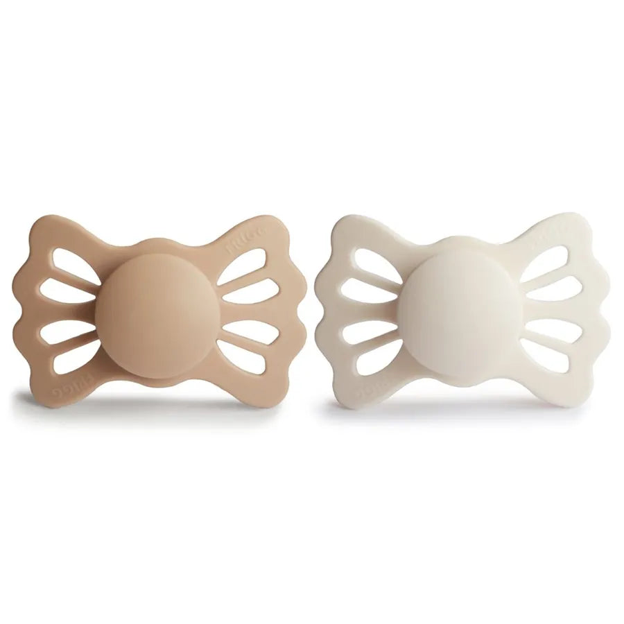 Suzete simetrice din silicon Lucky, set de 2 bucăți, silky satin/cream