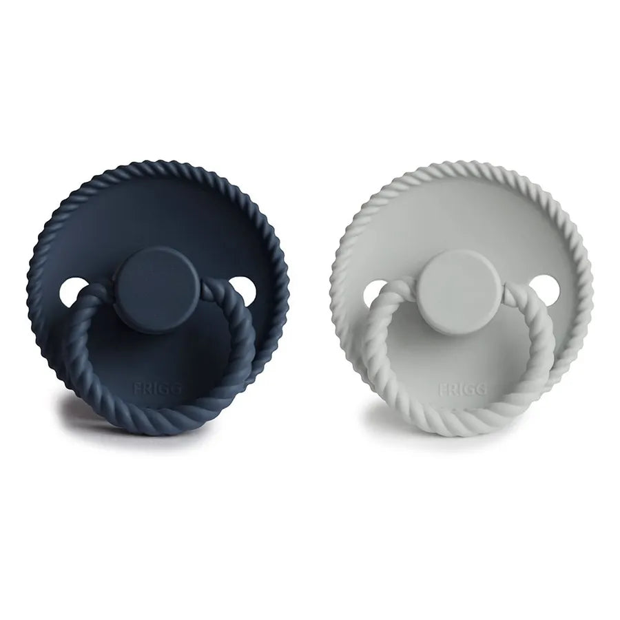 Suzete din silicon Rope, set de 2 bucăți, silver gray/dark navy
