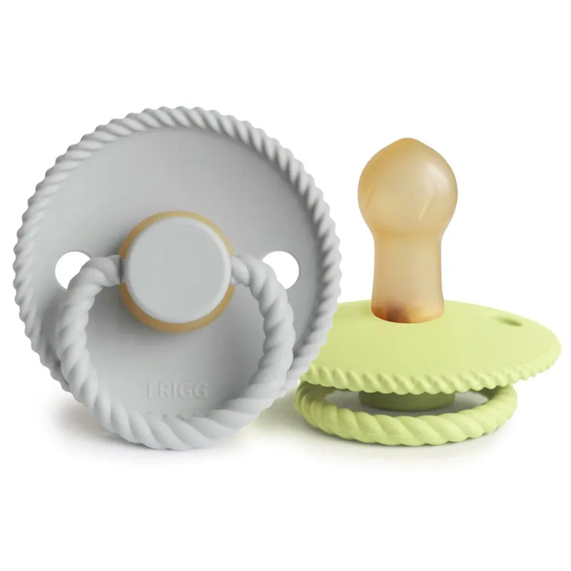 Suzete din cauciuc natural Rope, set de 2 bucăți, silver gray/green tea