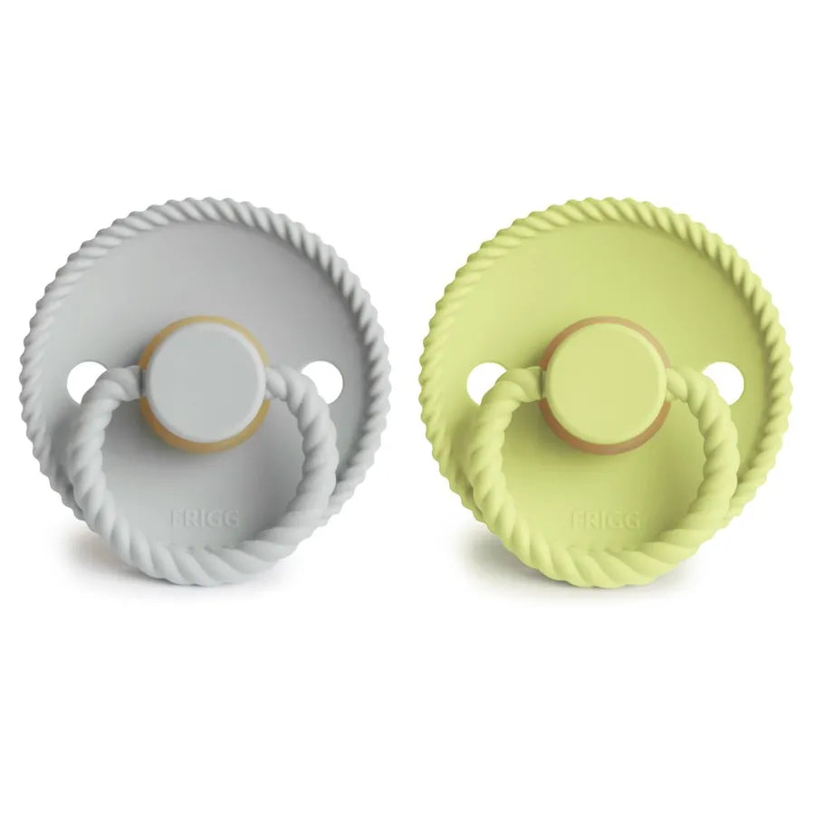 Suzete din cauciuc natural Rope, set de 2 bucăți, silver gray/green tea