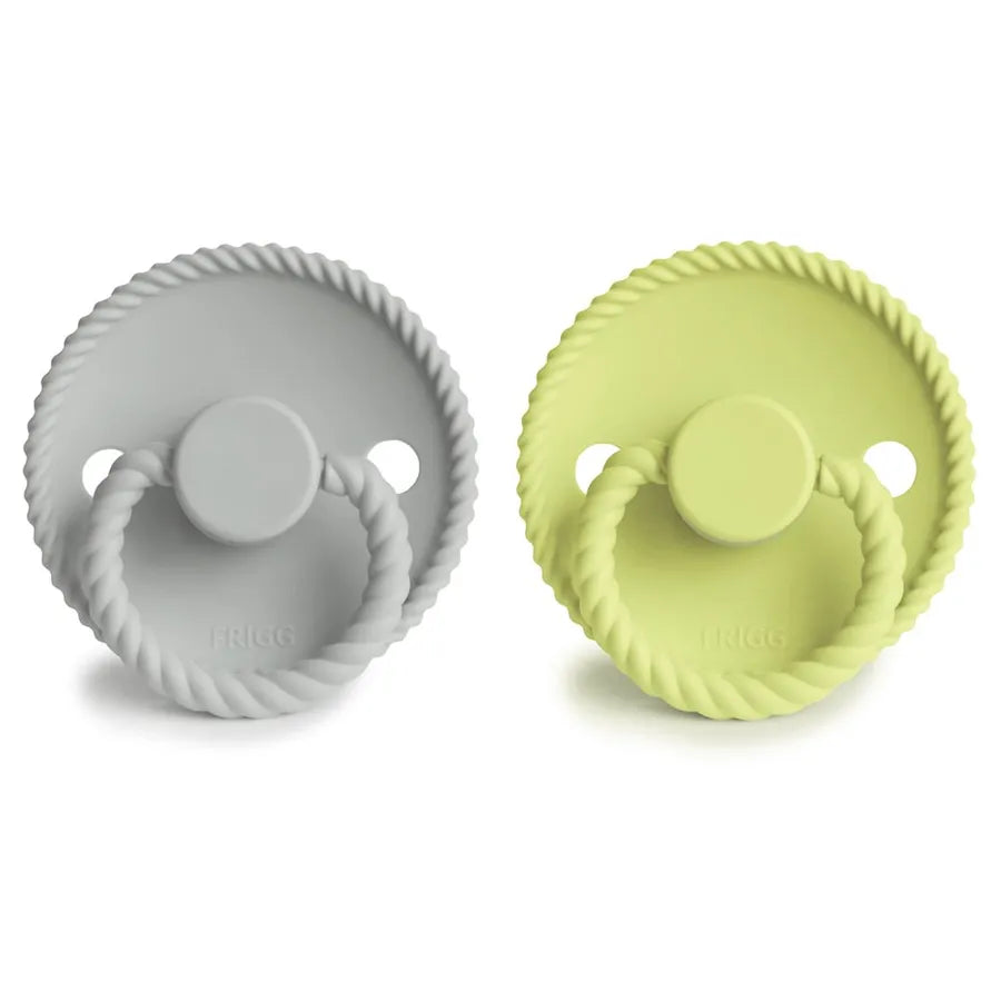 Suzete din silicon Rope, set de 2 bucăți, silver gray/green tea