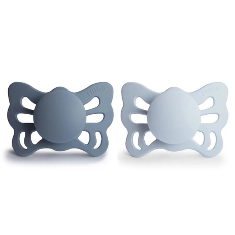 Suzete ortodontice din silicon, Butterfly, set de 2 bucăți, slate/power blue