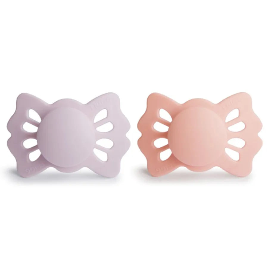 Suzete simetrice din silicon Lucky, set de 2 bucăți, soft lilac/pretty in peach