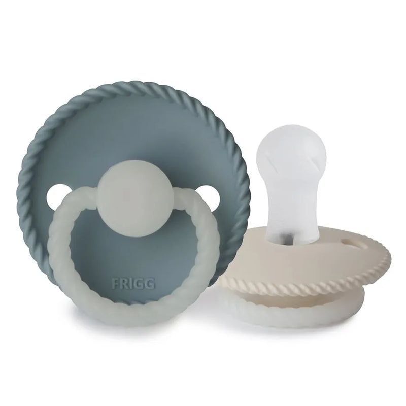 Suzete din silicon Rope, set de 2 bucăți, stone blue night/cream night
