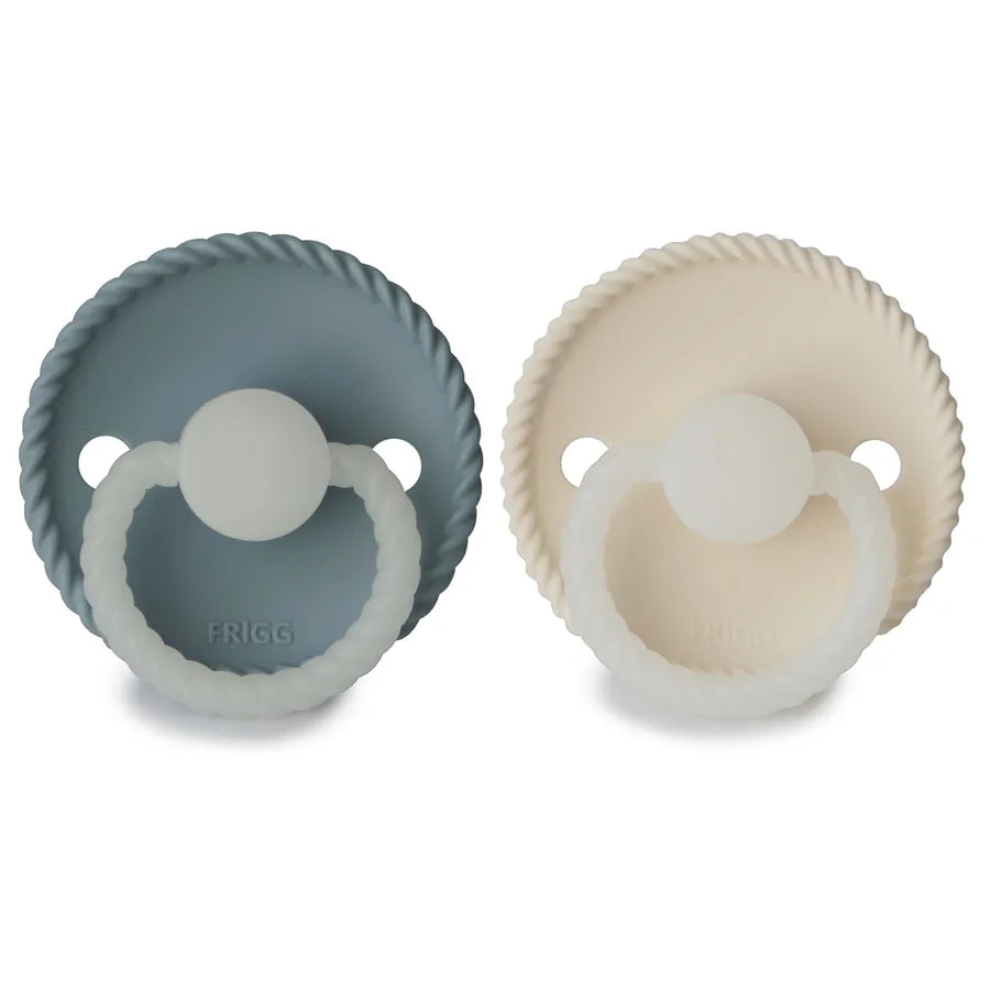 Suzete din silicon Rope, set de 2 bucăți, stone blue night/cream night