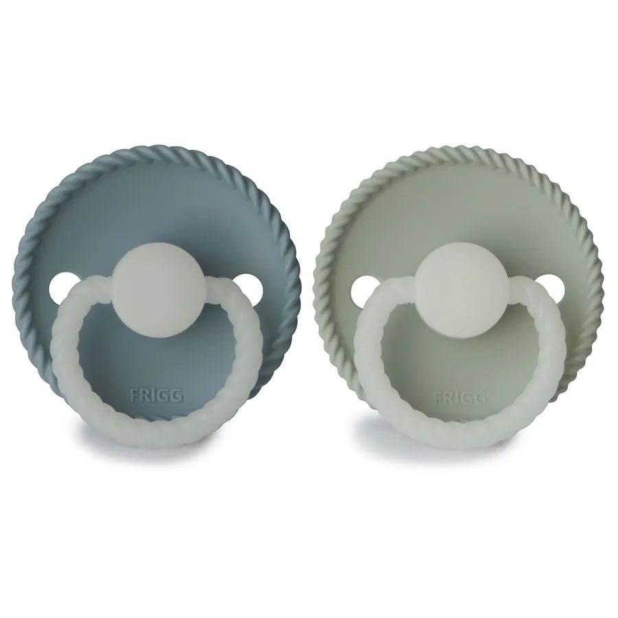 Suzete din silicon Rope, set de 2 bucăți, stone blue night/sage night