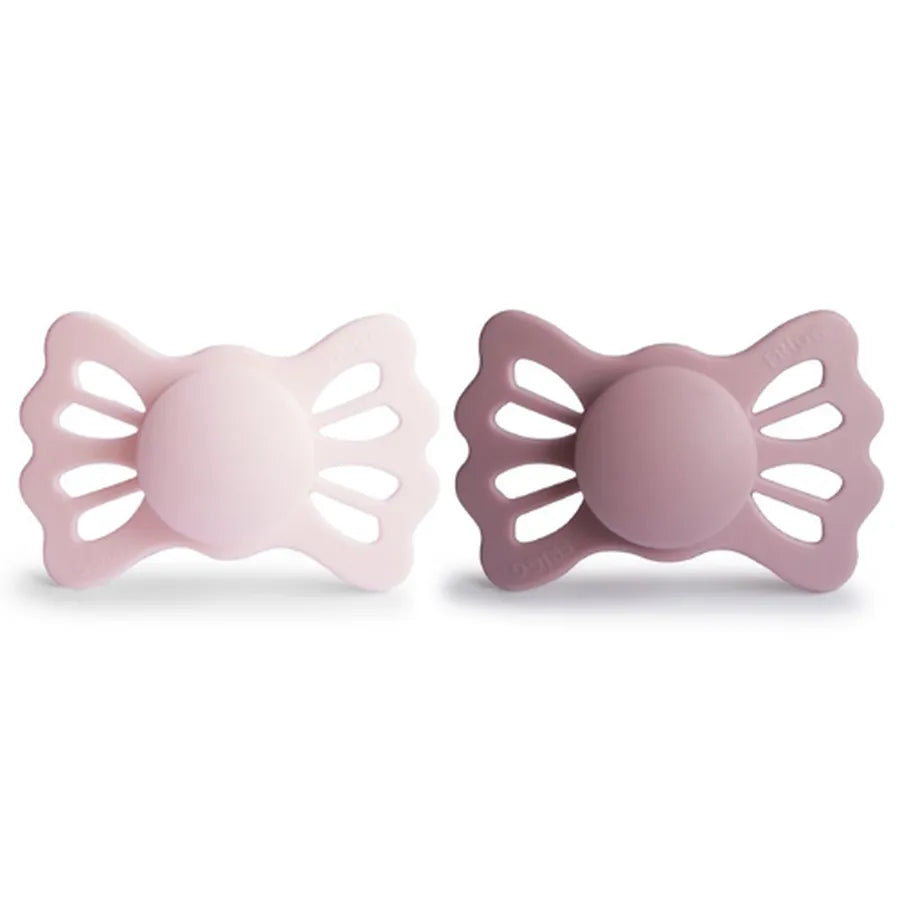 Suzete simetrice din silicon Lucky, set de 2 bucăți, white lilac/twilight mauve